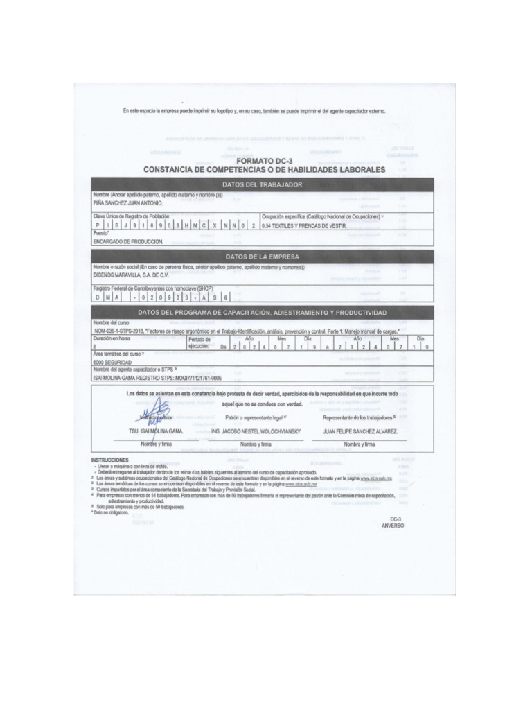 DC 3 Nom 036 Escaner | PDF