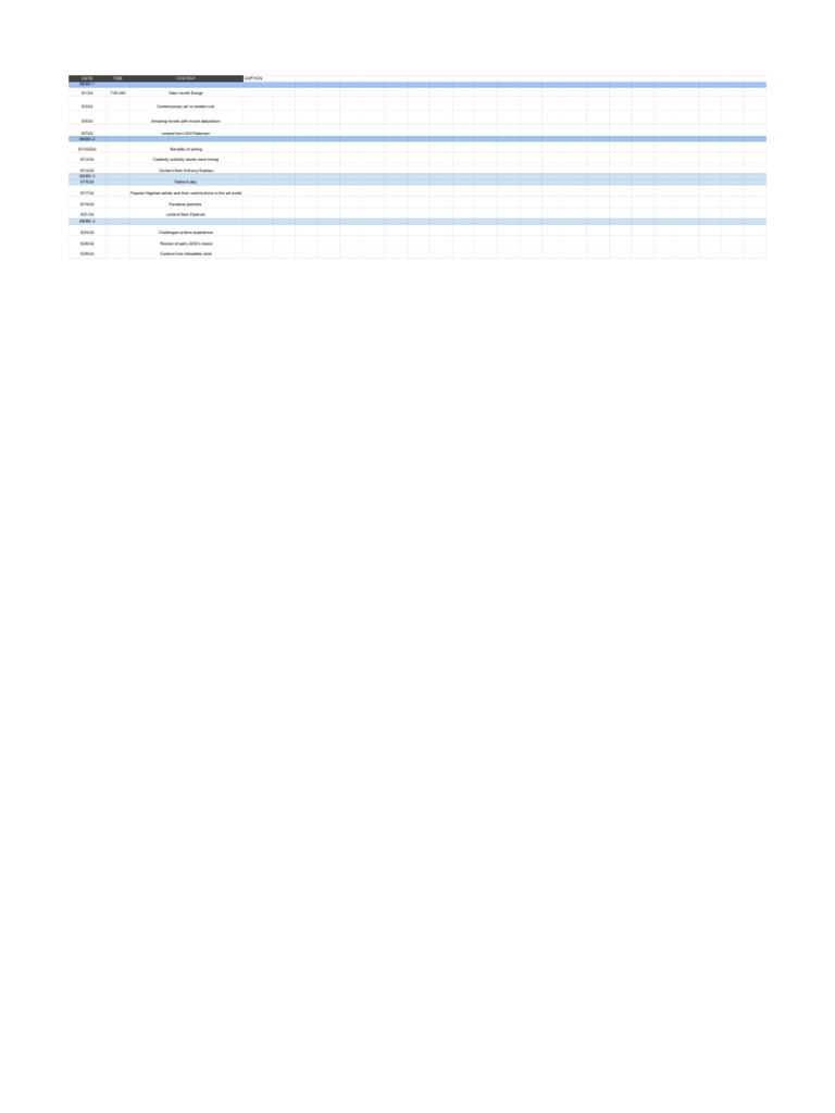 June 2024 Content Calendar Overview | PDF