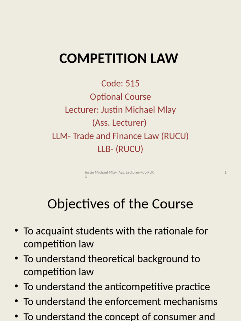 Overview of Competition Law Objectives | PDF | Monopoly | Competition Law