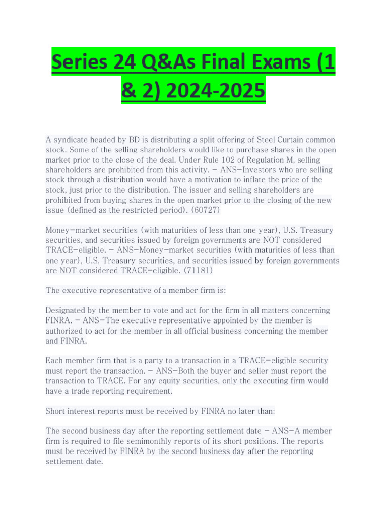 Final Exam Q&As for Series 24 | PDF