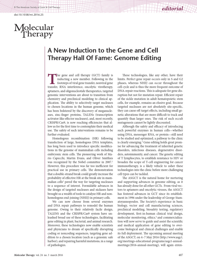 A New Induction To The Gene and Cell Therapy Hall | PDF | Gene | Dna Repair