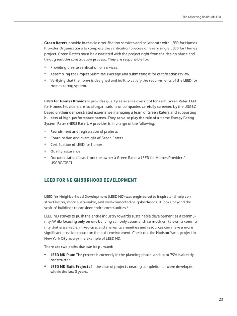LEED Green Rater and Neighborhood Development | PDF