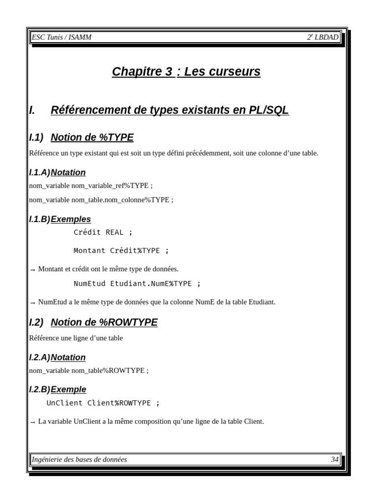 Curseurs et Types en PL/SQL | PDF | SQL | PL/SQL