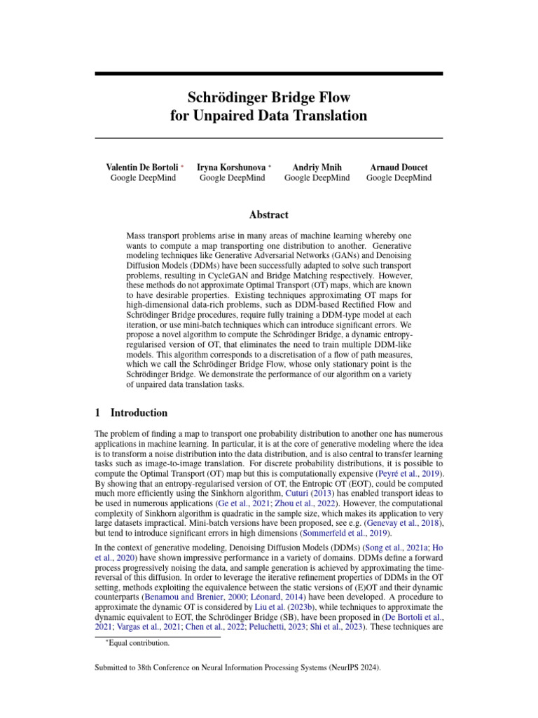 Schrödinger Bridge for Data Translation | PDF | Markov Chain | Applied ...
