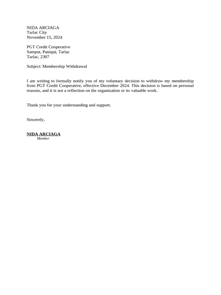 Membership Withdrawal Notices | PDF