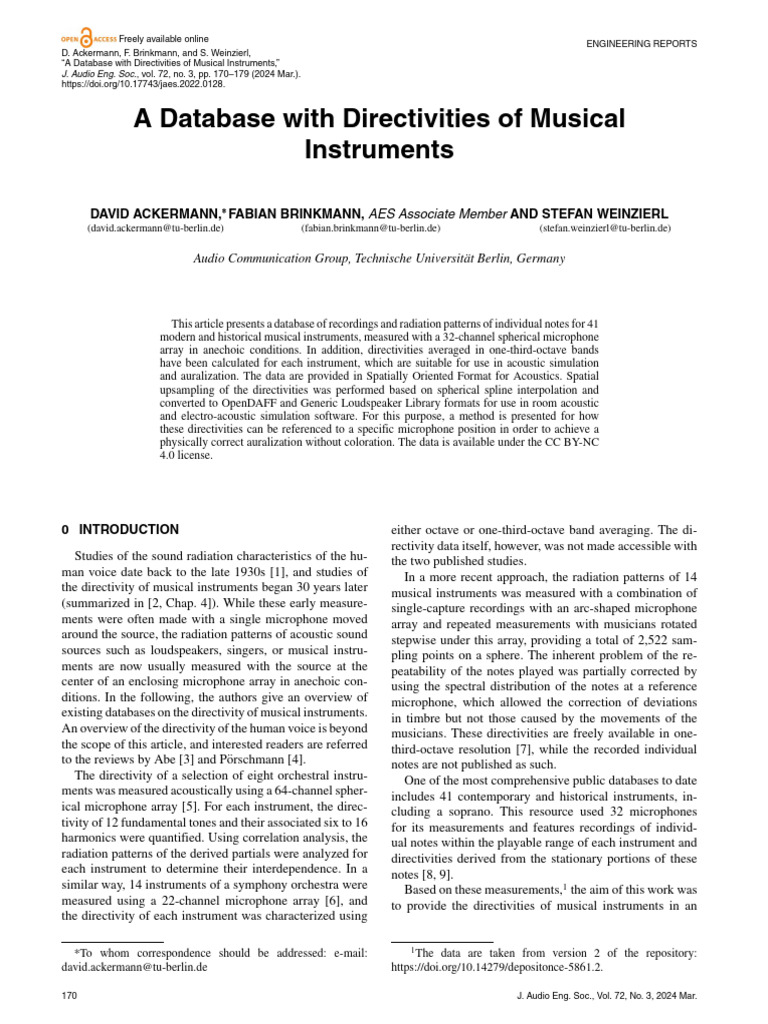 A Database with Directivities of Musical | PDF | Spectral Density ...