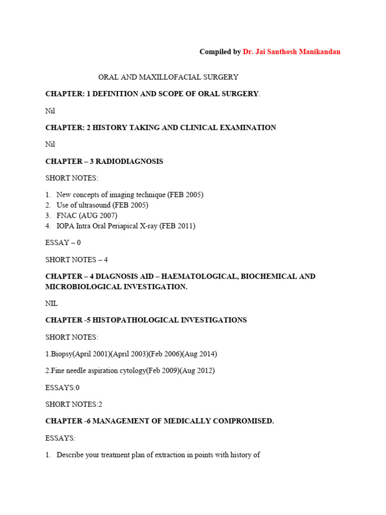 Oral Surgery Overview and Key Concepts | PDF | Diseases And Disorders ...