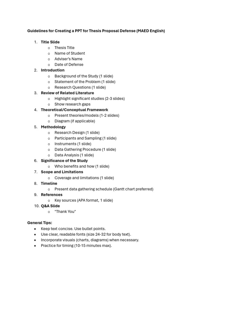 Guidelines for creating a ppt for thesis proposal defense pdf