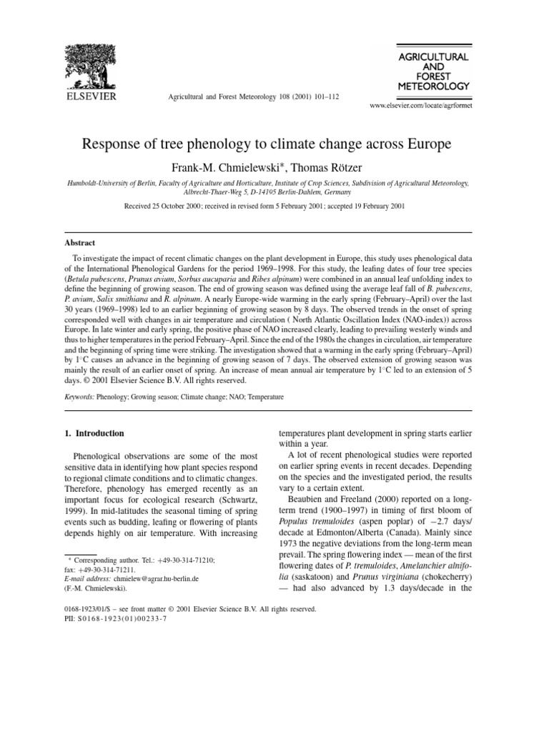 Tree Phenology Response to Climate Change | PDF | Physical Geography ...
