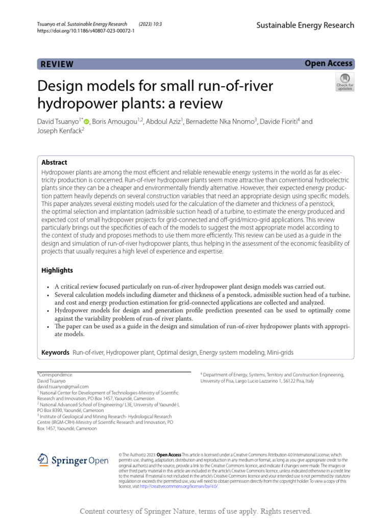Design Models For Small Run-Of-river Hydropower PL | PDF ...