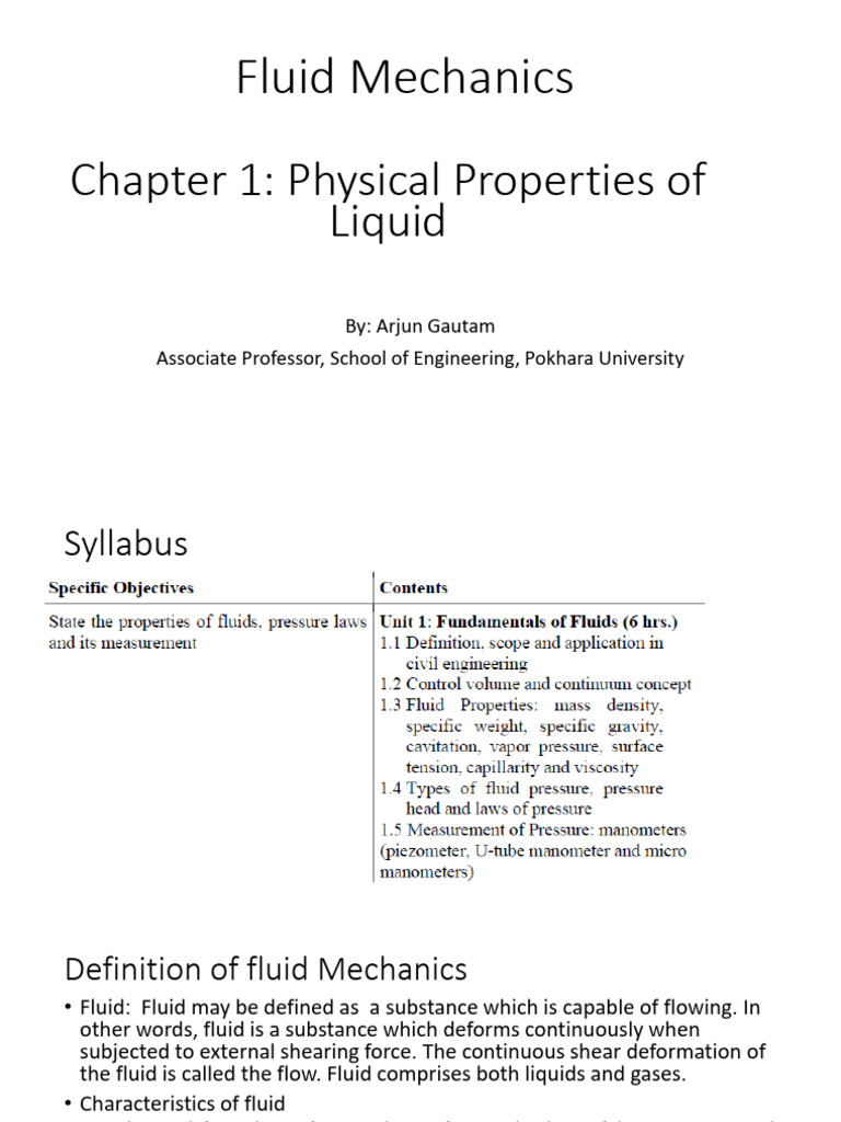 Introduction to Fluid Mechanics Concepts | PDF | Liquids | Density