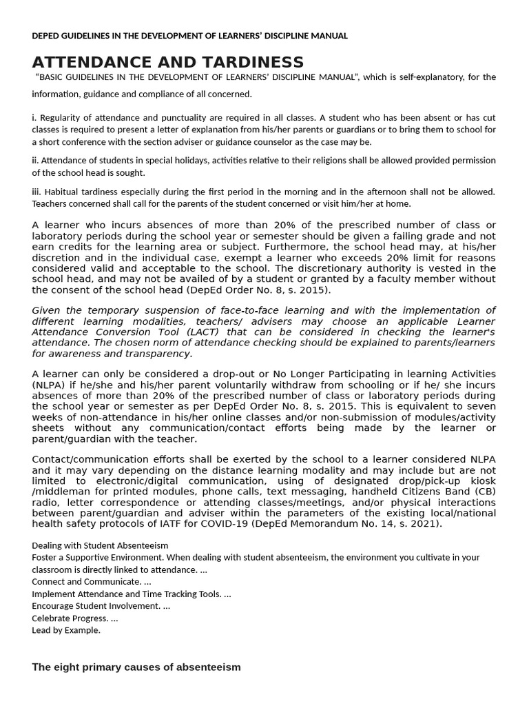DepEd Guidelines in The Development of Learners | PDF | Disciplines ...