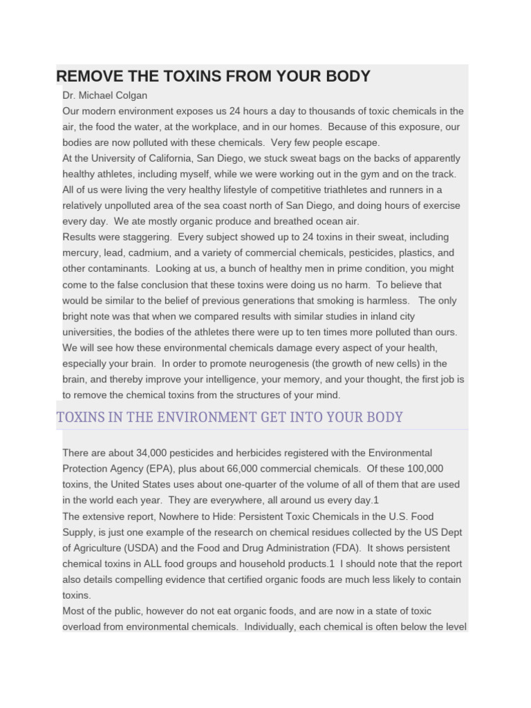Remove The Toxins From Your | PDF | Ph | Bottled Water