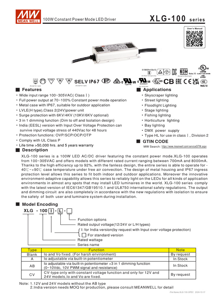 XLG 100 Spec | PDF | Telecommunications Engineering | Electrical ...