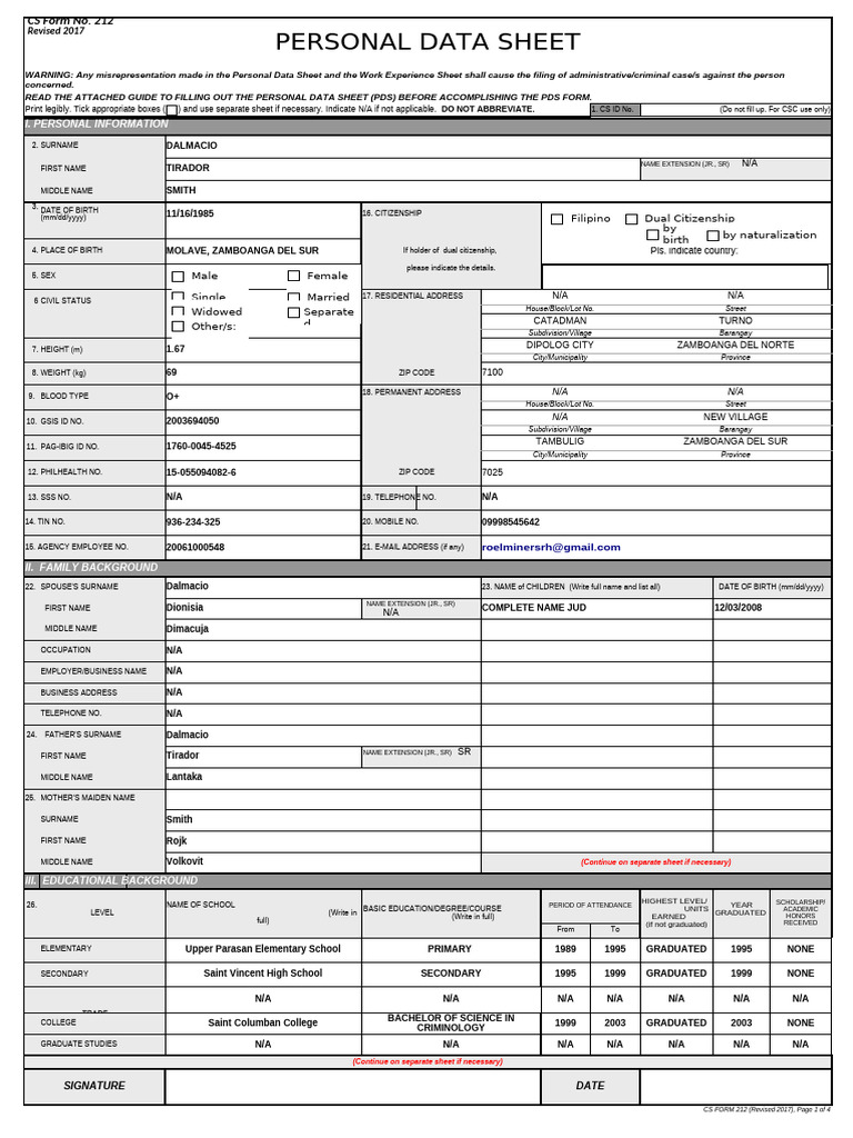 personal-data-sheet-sample-pdf-government