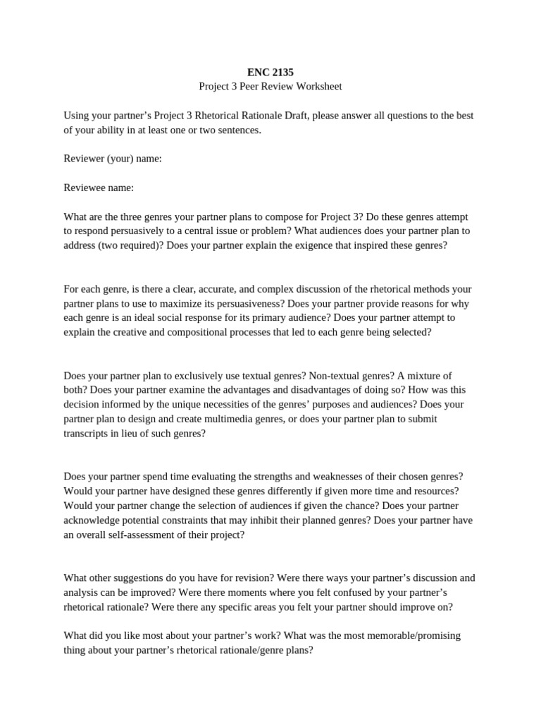 Project 3 Peer Review Guidelines | PDF