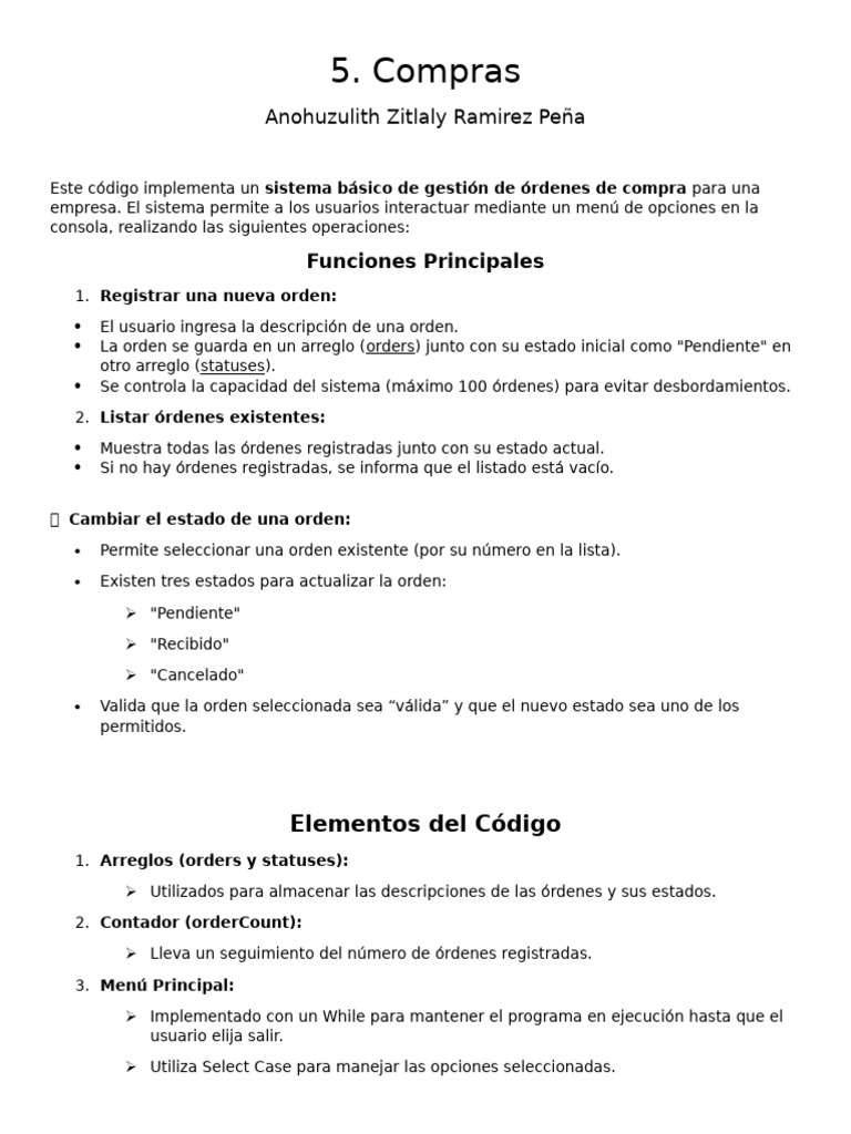Sistema de Gestión de Órdenes de Compra | PDF | Programa de computadora ...