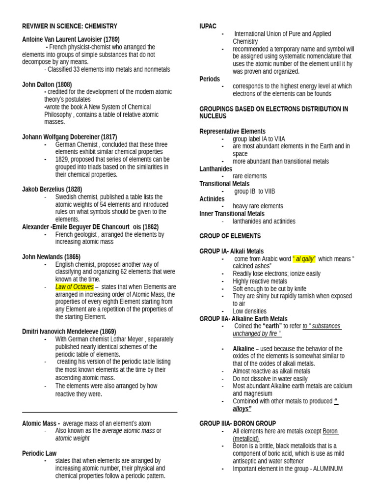 Chemistry | PDF | Chemical Elements | Metals