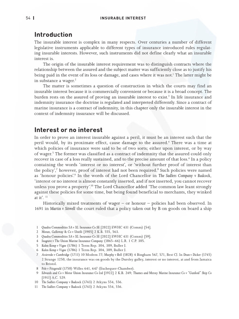 Marine Insurance Law Chapter 3 Insurable Interest | PDF | Gambling ...