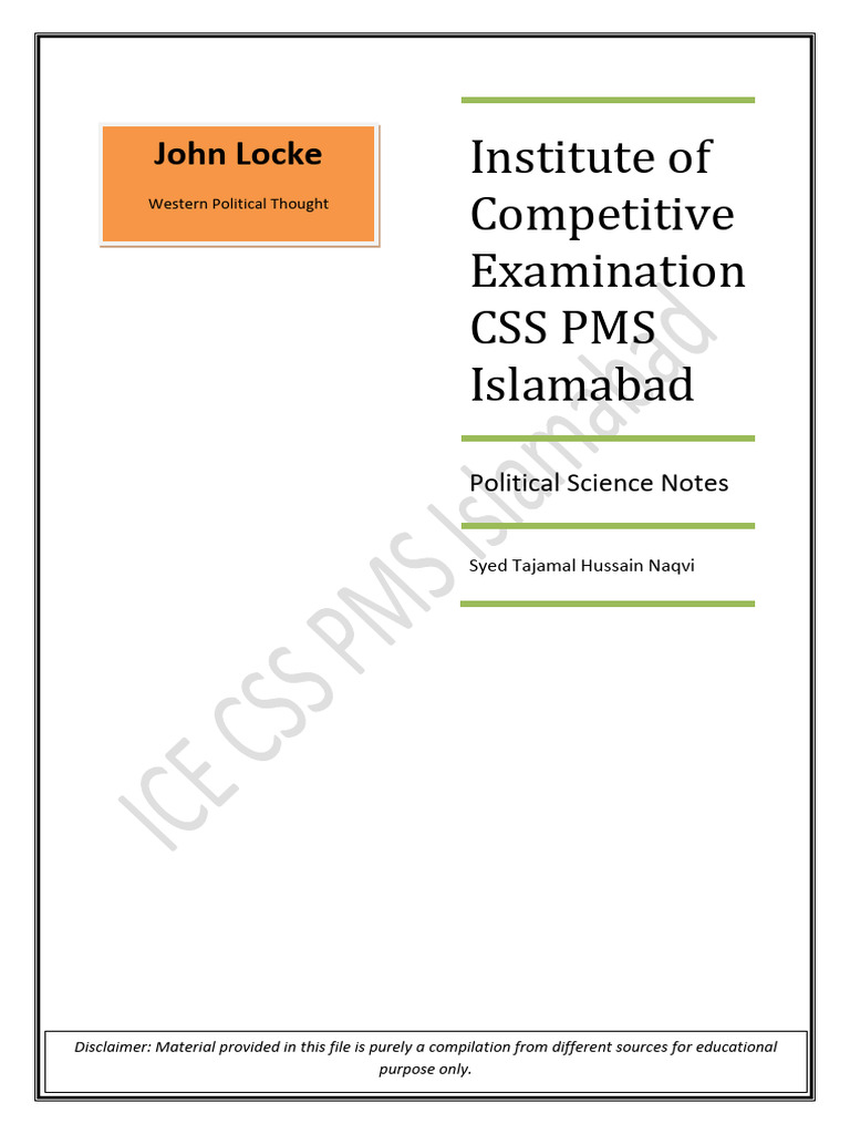 John Locke's Political Philosophy Notes | PDF | John Locke | Social ...