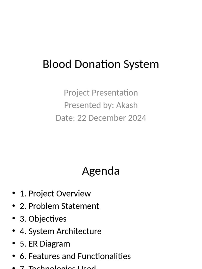 Blood Donation System Presentation Pdf