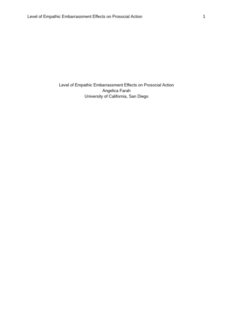 Empathic Embarrassment and Prosocial Behavior | PDF | Empathy | Altruism