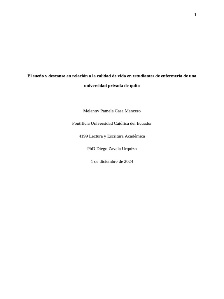 Sueño y Calidad de Vida en Estudiantes de Enfermería | PDF | Enfermería ...
