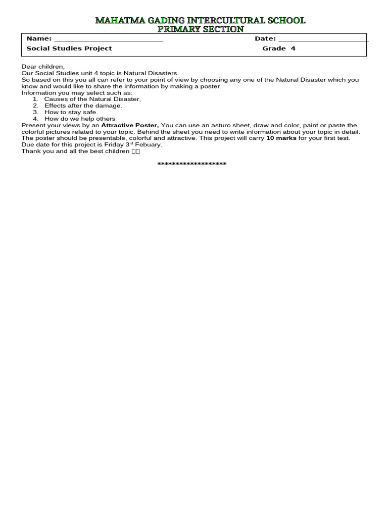 Social Studies Project Test 1 Sem 2 | PDF