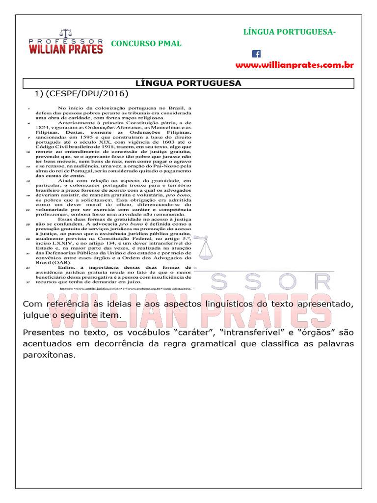 Questões de Língua Portuguesa para Concurso | PDF | Assunto (gramática ...