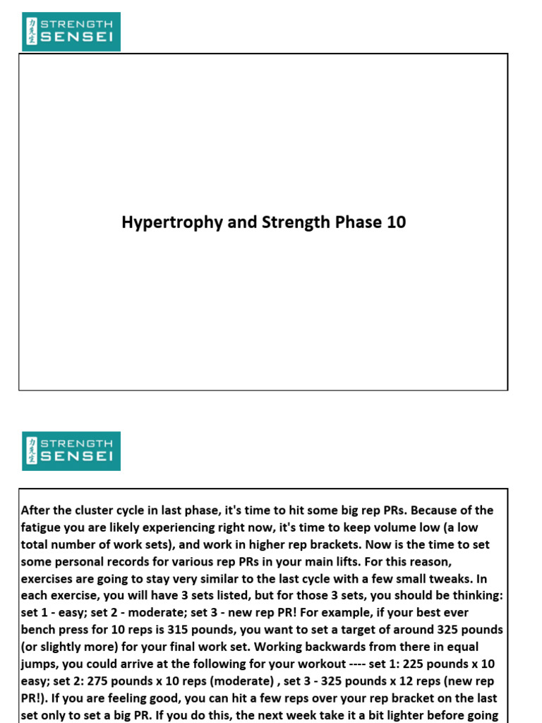 Hypertrophy & Strength Phase 10 Guide | PDF | Management Of Obesity ...