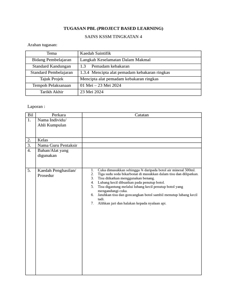 Tugasan PBL Ting 4 | PDF
