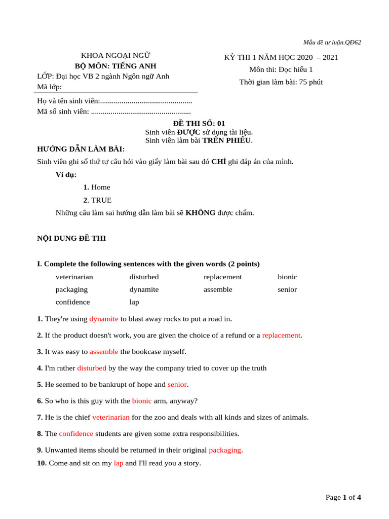Sample Test - Reading 1 | PDF | Twin | Biological Interactions