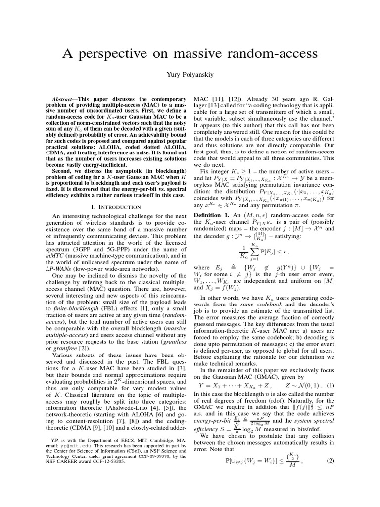Massive Random-Access Code Analysis | PDF | Telecommunications ...