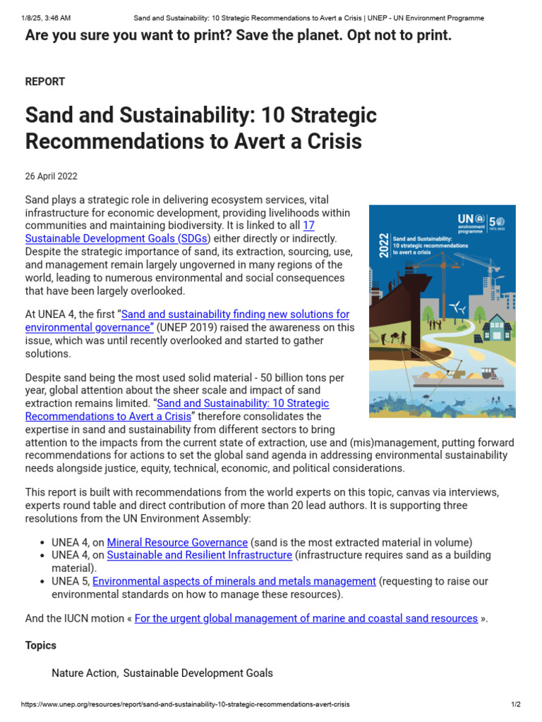 Sand and Sustainability - 10 Strategic Recommendations To Avert A ...