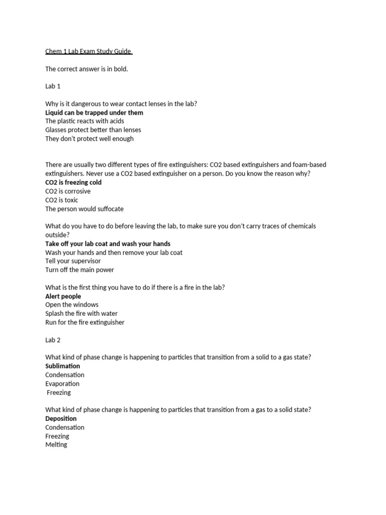 Chem 1 lab online proctored exam study guide pdf acid ion