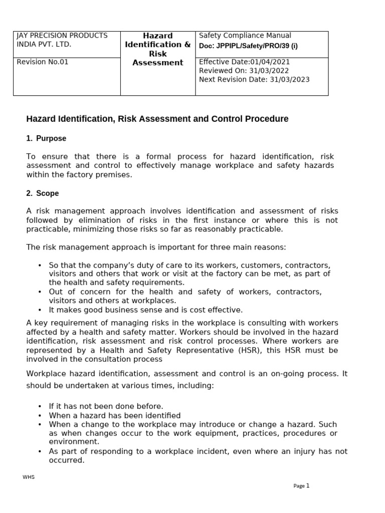 Hazard Management and Risk Control Guide | PDF | Risk | Occupational ...