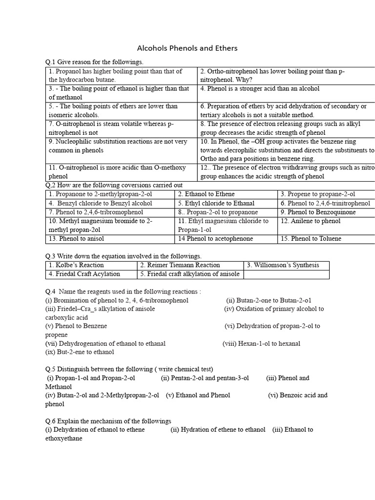 Alcohol Phenol and Ether | PDF | Ether | Ethanol