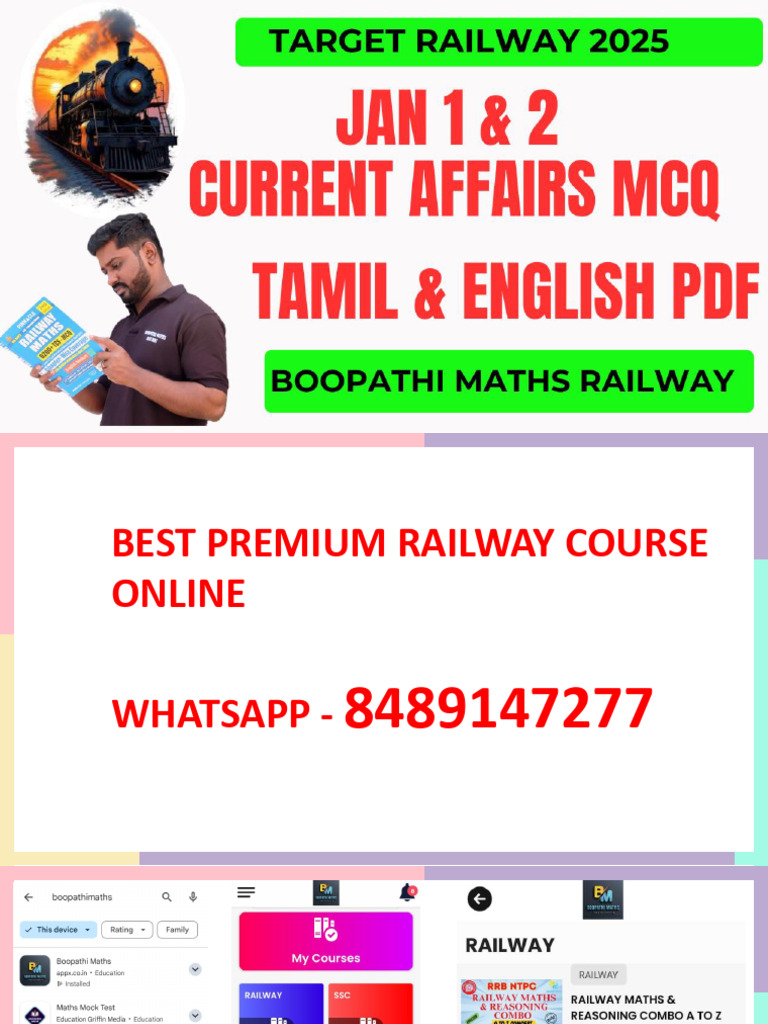 JANUARY 1 & 2 Current Affairs MCQ Boopathi Maths Academy | PDF