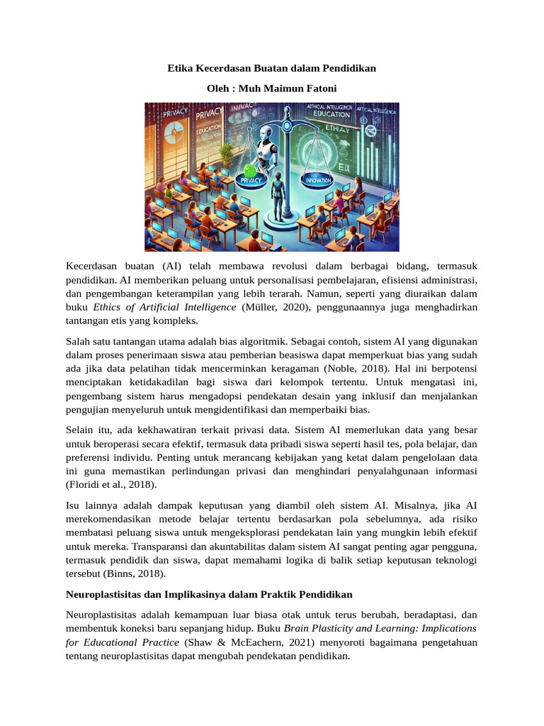 Etika AI dalam Pendidikan Modern | PDF