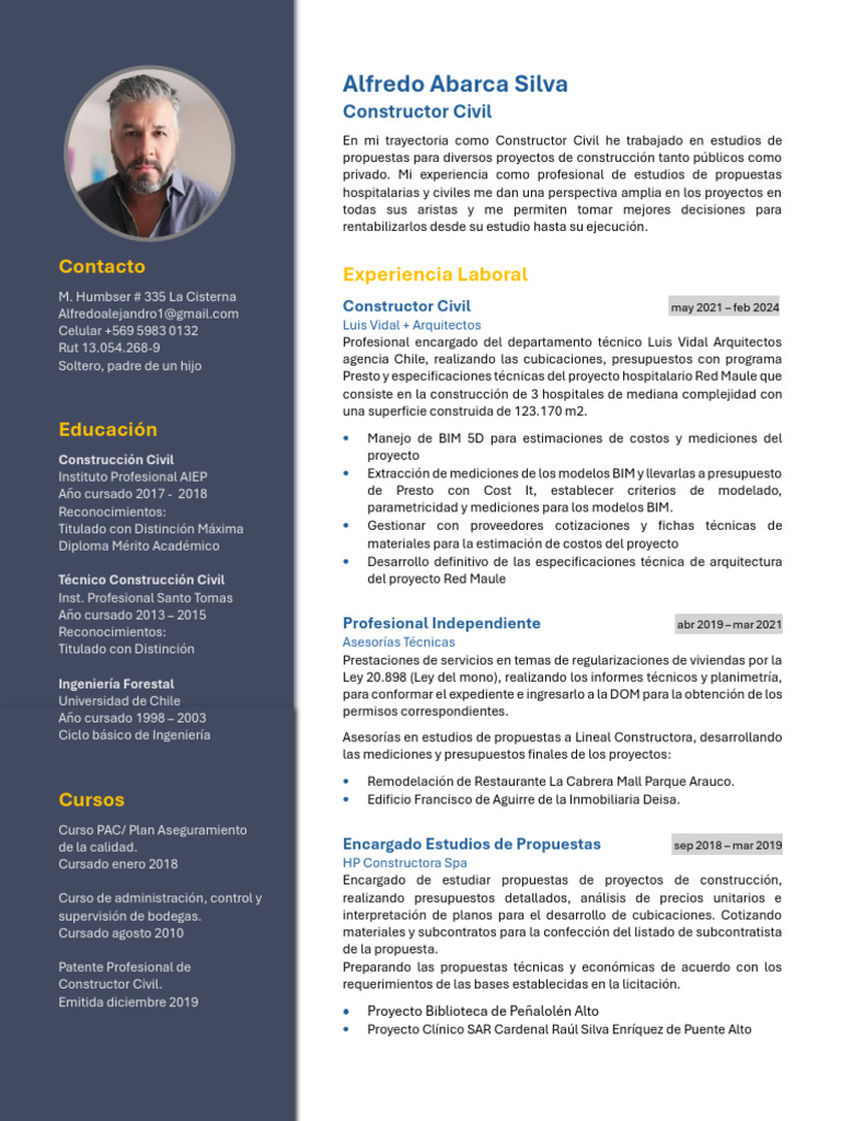 CV Constructor Civil Alfredo | PDF | Autodesk Revit