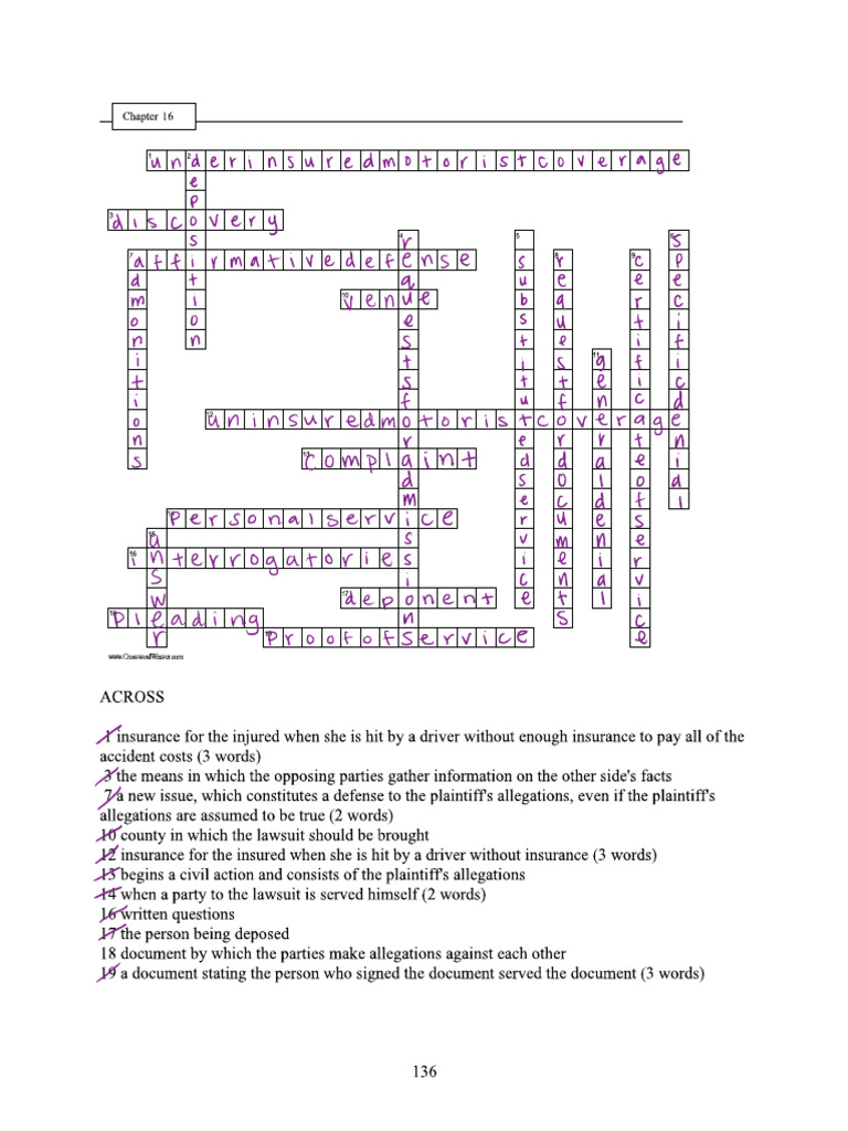 Fullerton+College+Tort+Law+Chapter+16+Puzzle+in+class | PDF