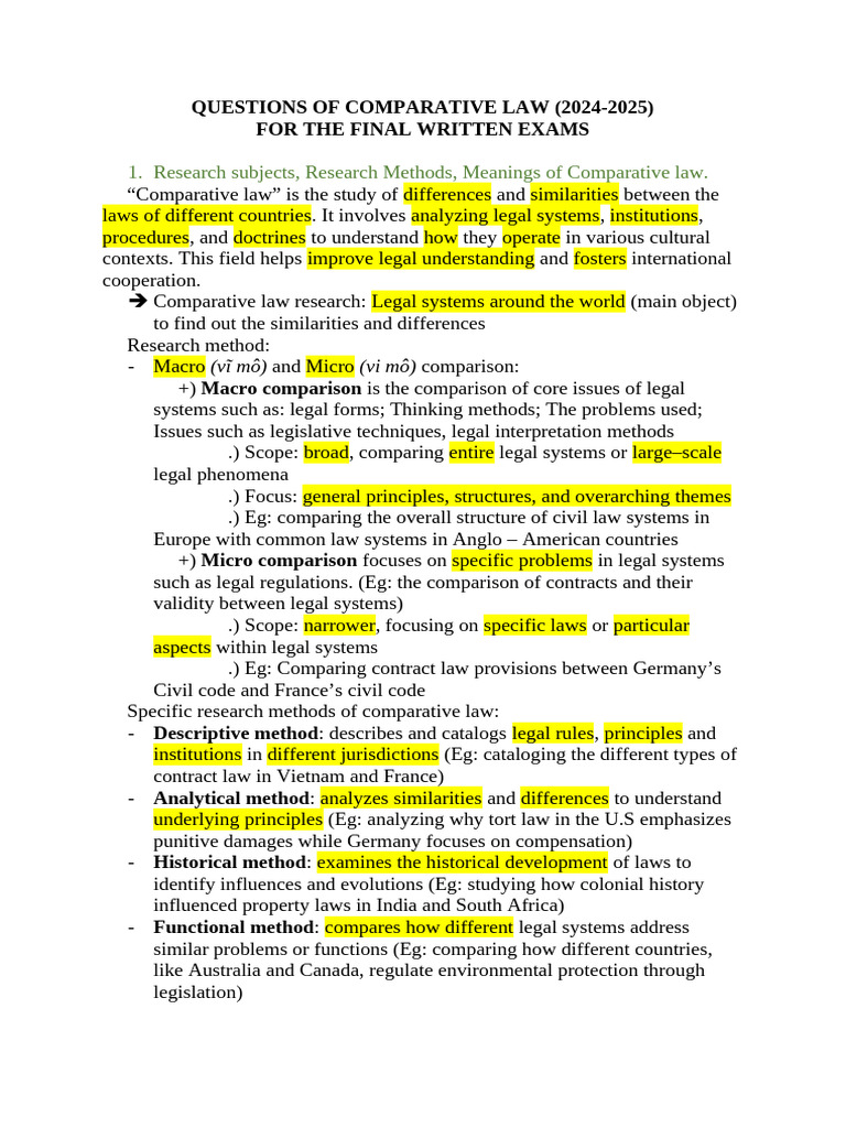 Questions of Comparative Law | PDF | Common Law | Equity (Law)
