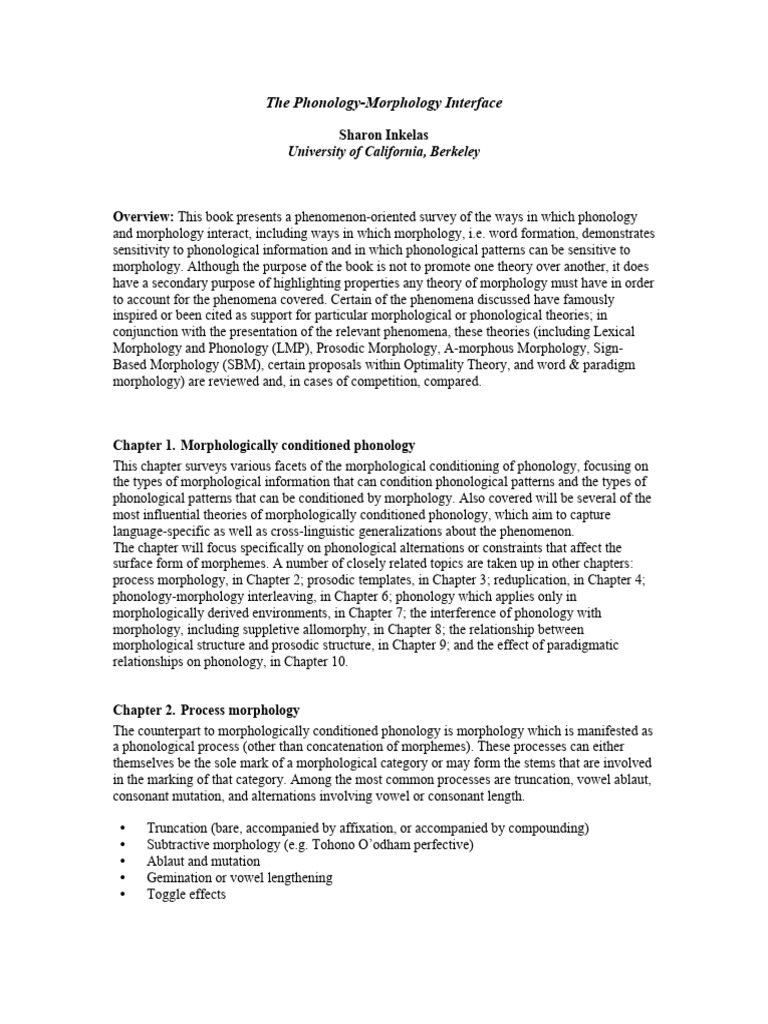 Morphology phonology interface | PDF | Morphology (Linguistics) | Phonology