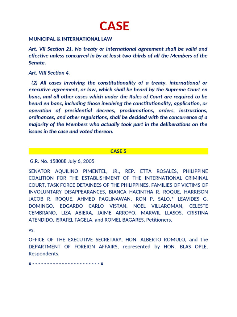 Senate's Role in Ratifying Rome Statute | PDF | Ratification | Treaty