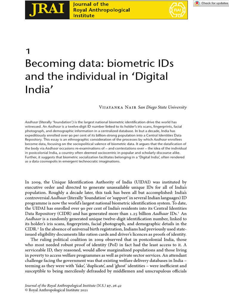 2021 - Nair - Becoming Data Biometric IDs and The Individual in Digital ...