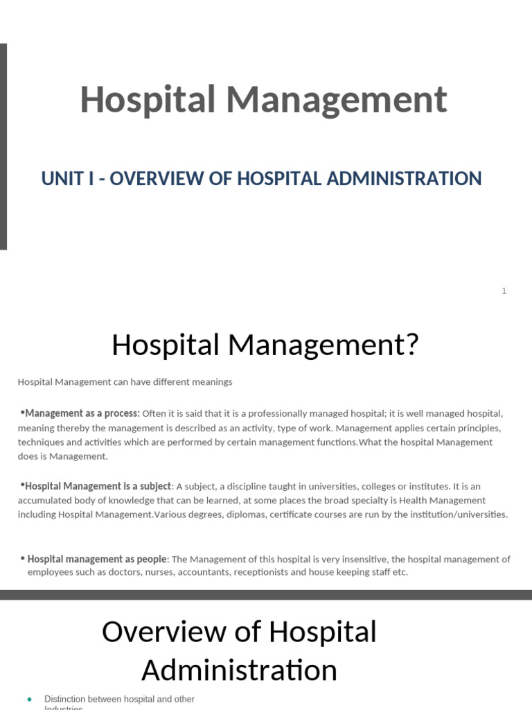Unit1 HM | PDF | Hospital | Health Care