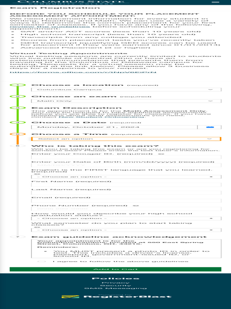 CSCC Math Placement Test Registration | PDF | Qualifications | Tests