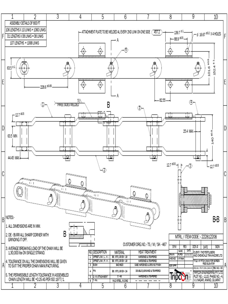 9" Pitch Chain Design for Elevators | PDF | Metals | Crafts