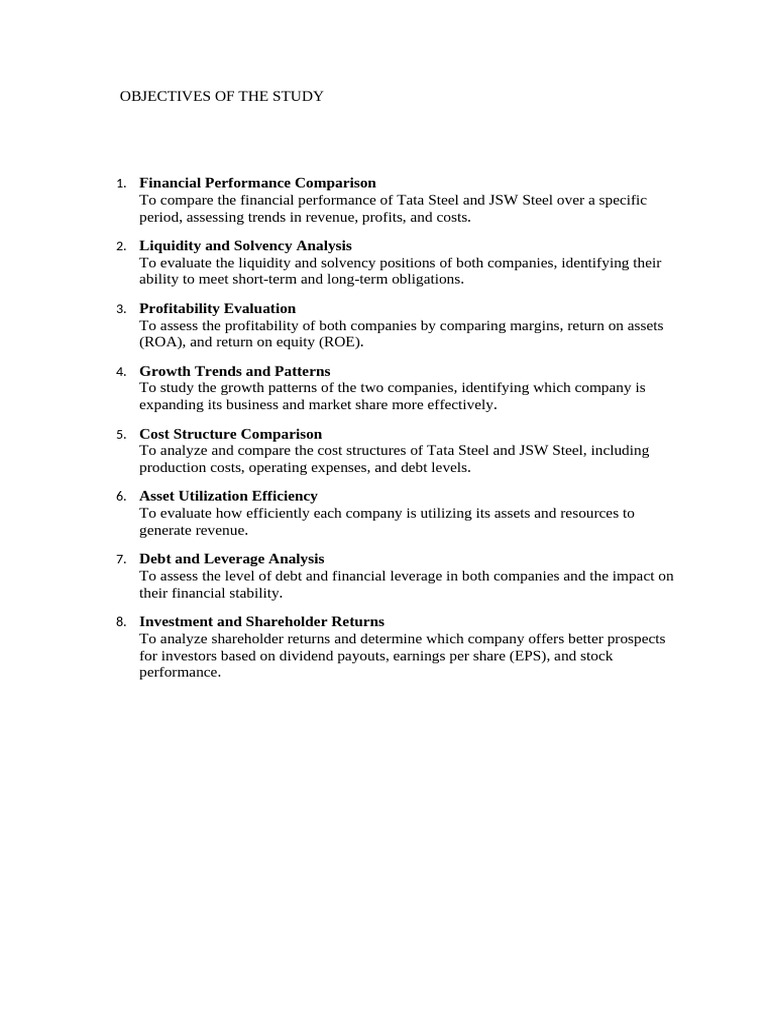 Objectives of The Study | PDF