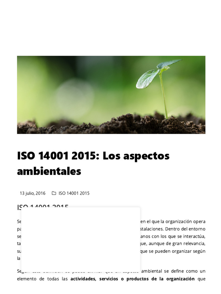 Aspectos Ambientales en ISO 14001 | PDF | Entorno natural | Residuos